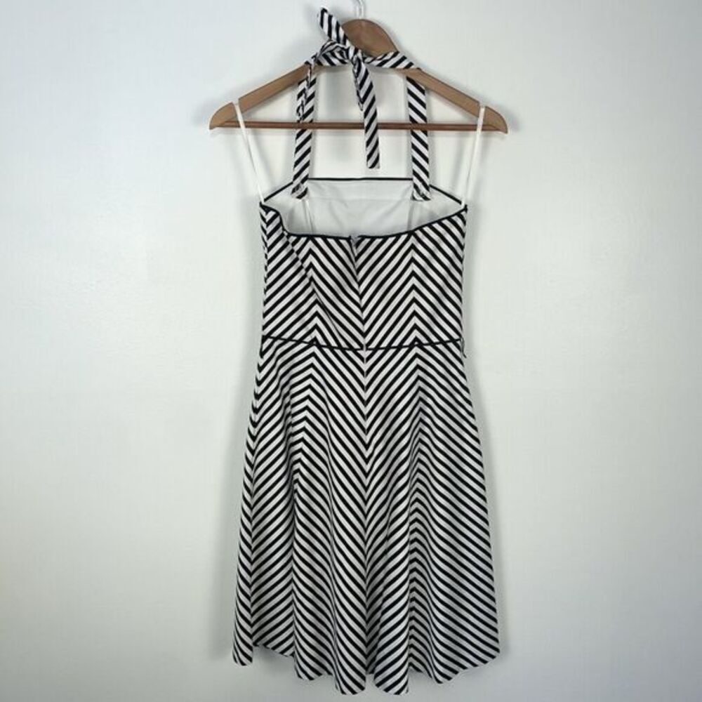 White House Black Market Striped Halter Removable Straps A-Line Party Dress SZ 0 - Picture 3 of 9